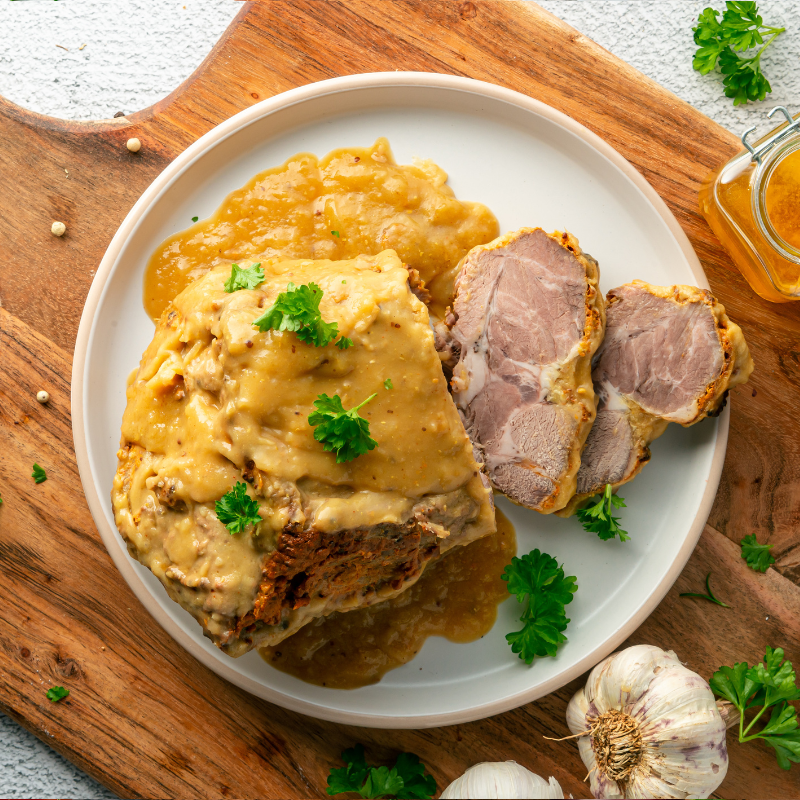 Pieczona karkówka w glazurze musztardowo miodowej 600g